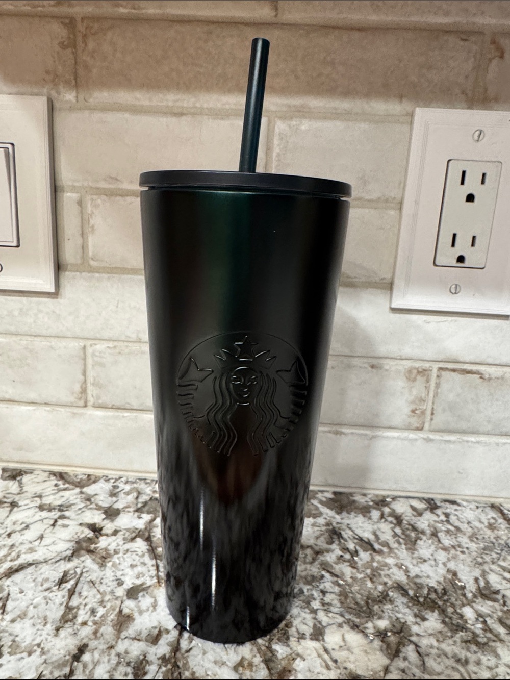 Starbucks Christmas 2020 Green and Black Stainless Vent Tumbler with Straw